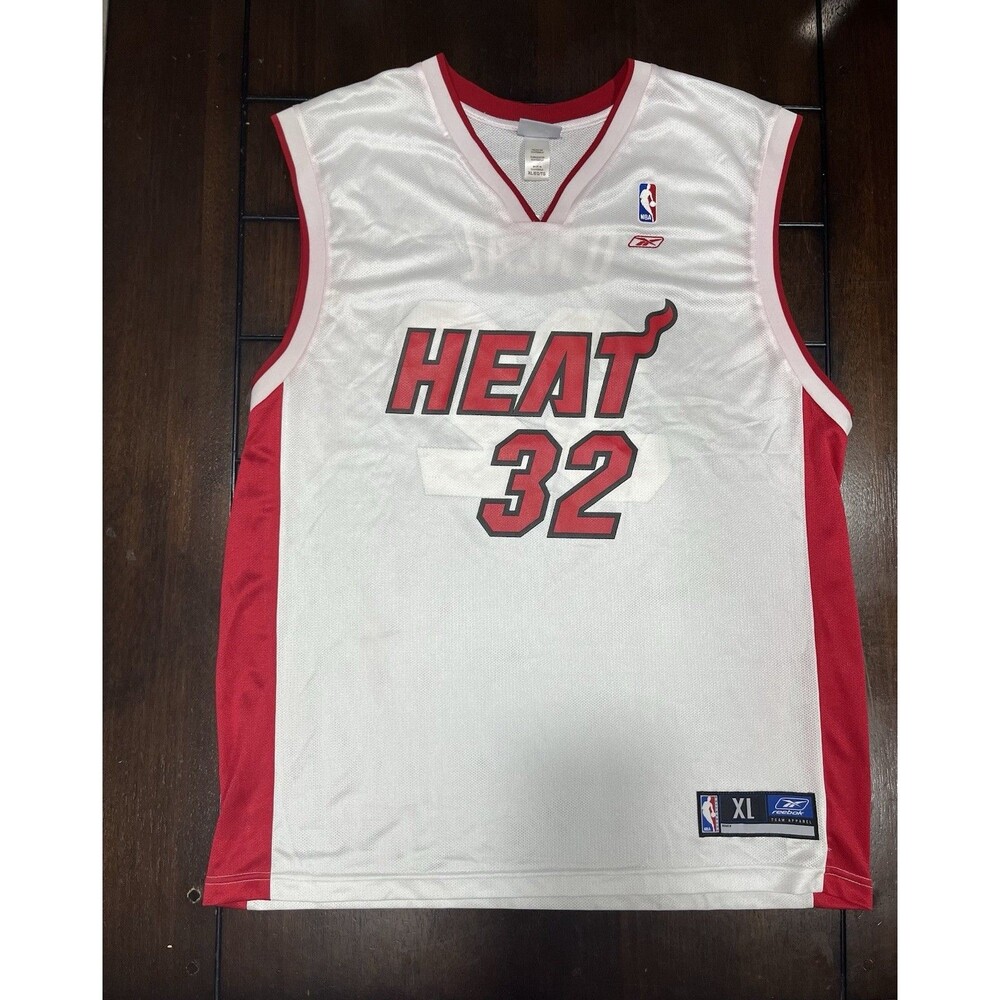 Vintage Shaquille ONeal Miami Heat Reebok Jersey XL White 32 NBA Y2K